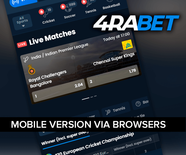 4rabet website is working via mobile browser