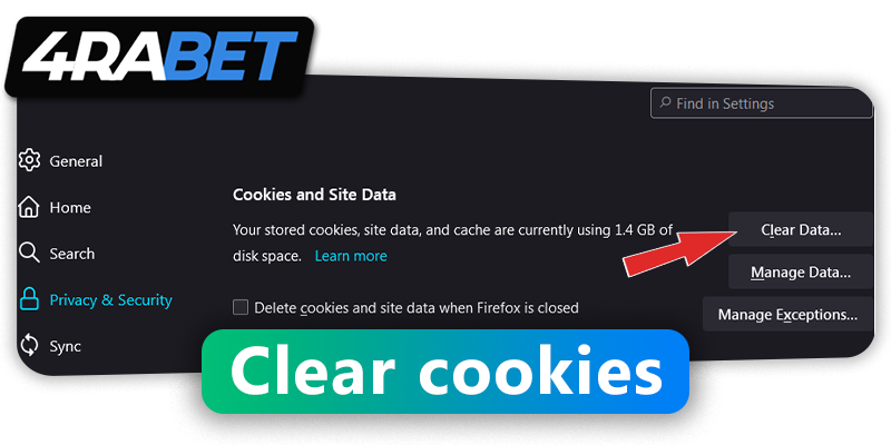 Clear your cookies before registering on 4rabet