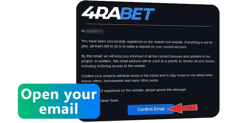 confirm your email address for 4rabet