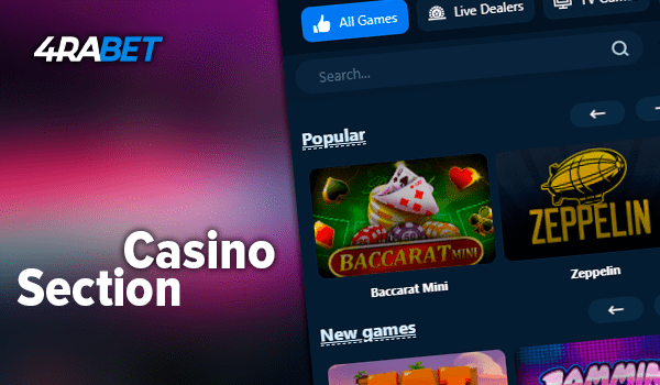 Casino section at the 4rabet app