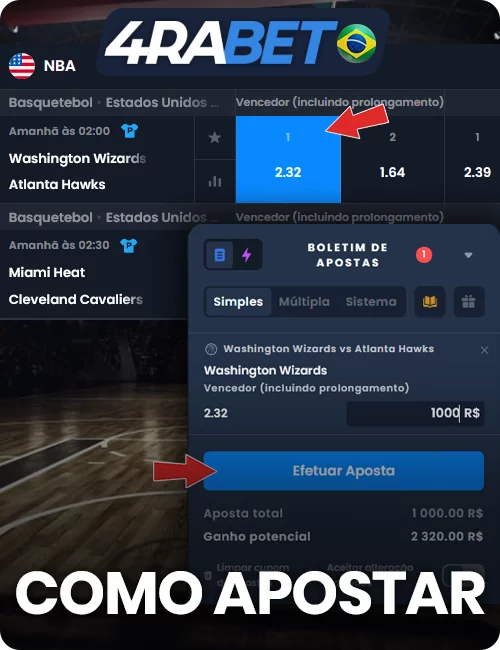 Instruções para apostadores brasileiros sobre como apostar no basquetebol no 4rabet