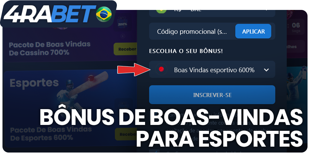 Instruções sobre como obter um bônus de boas-vindas esportivas no 4rabet no Brasil