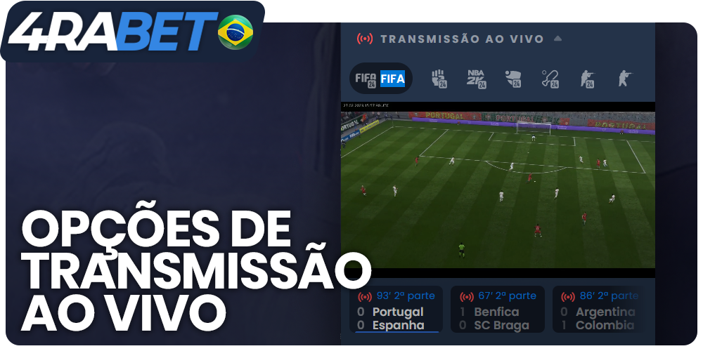 Assista esportes ao vivo no site de apostas 4raBet