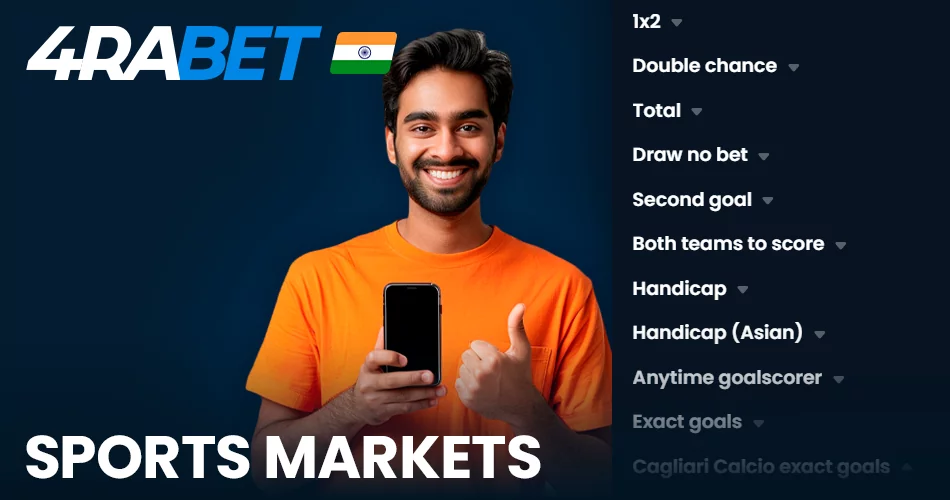 Available 4rabet betting markets in India