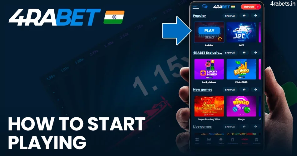 Instructions how to playing online casino games at 4rabet app