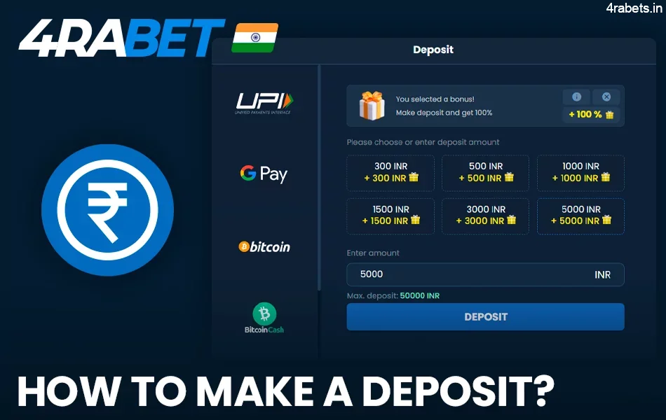 Instructions on how to make a deposit at 4rabet in India
