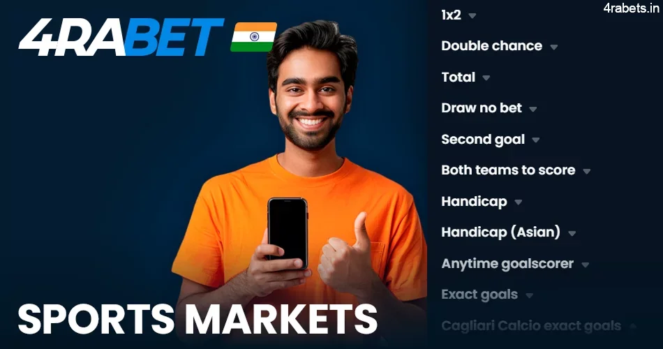 Available 4rabet betting markets in India