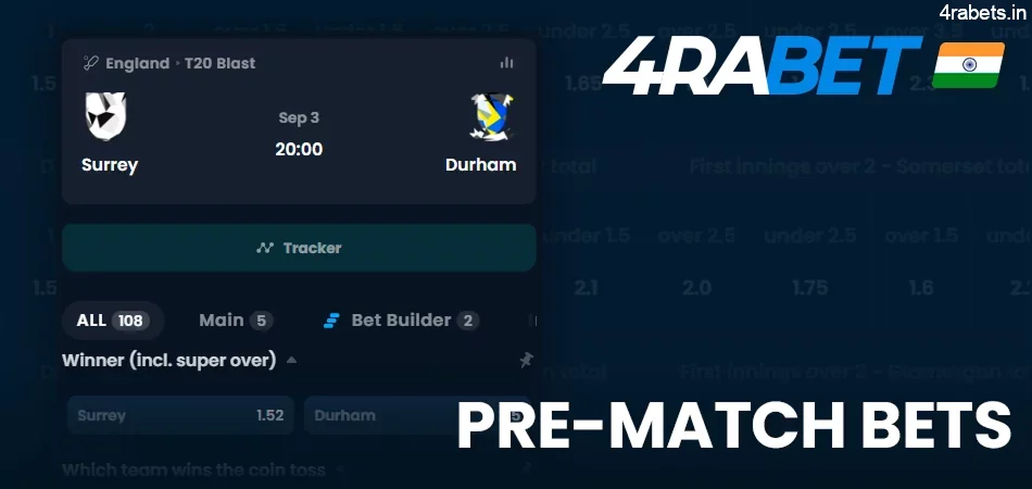 4rabet pre-match betting in India