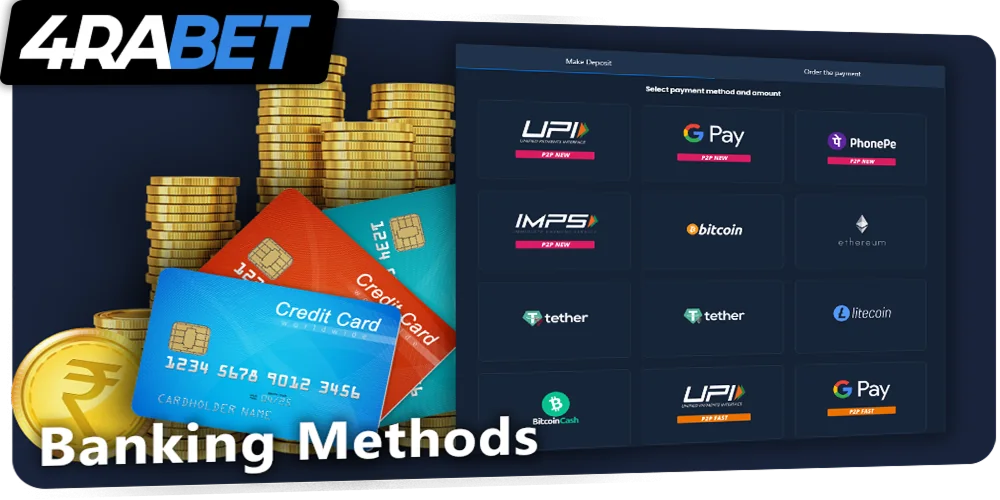 Banking Methods at 4rabet website
