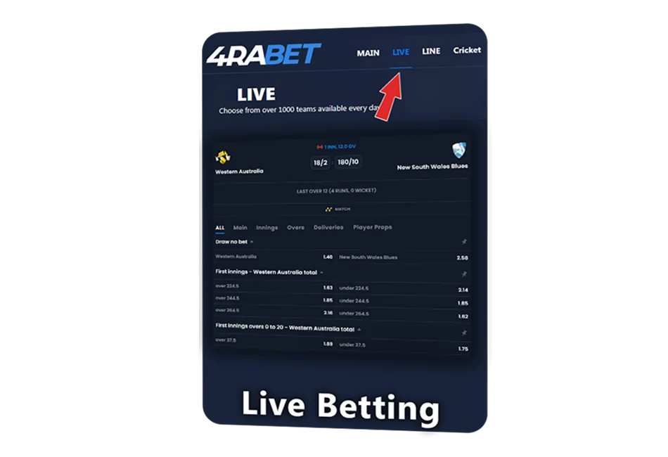 Real-Time Betting at 4rabet Website